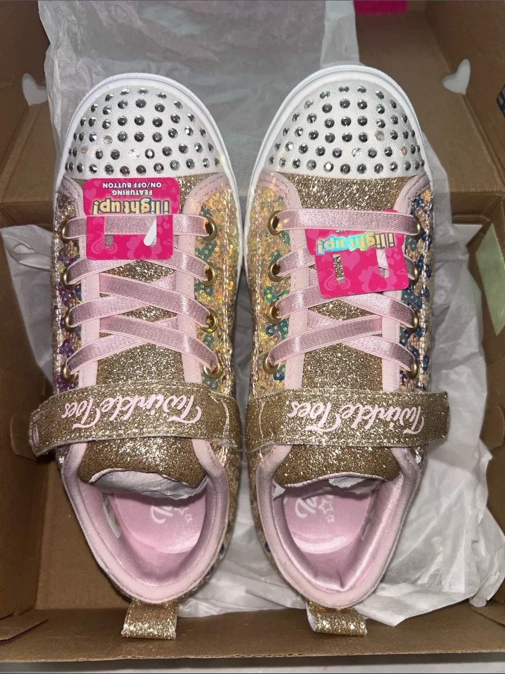 Twinkle Toes Girls' Pink Sequin Light-Up Sneakers
